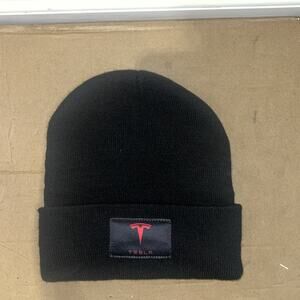 Tesla logo Knit Beanie Red And Black Unisex.